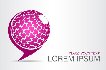 Logo stylized spherical surface with abstract shapes