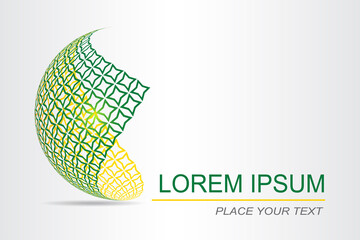 Logo stylized spherical surface with abstract shapes