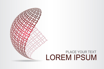 Logo stylized spherical surface with abstract shapes