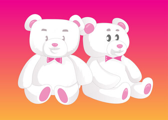 Two cute Teddy bears in love. Female and male.