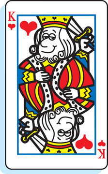 Cartoon illustration of a king of hearts playing card.