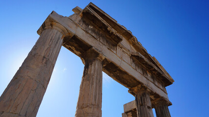 Fototapeta premium Photo from picturesque Plaka area in center of Athens and Roman Forum archaeological site, Attica, Greece