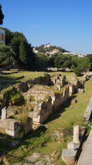 Photo from picturesque Plaka area in center of Athens and Roman Forum archaeological site, Attica, Greece