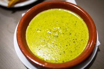 Bowl of fresh pesto sauce