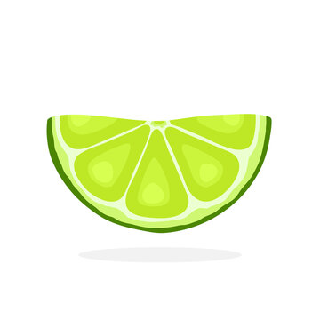 Vector illustration in flat style. Half lime slices. Healthy vegetarian food. Citrus fruits. Decoration for greeting cards, prints for clothes, posters, menus