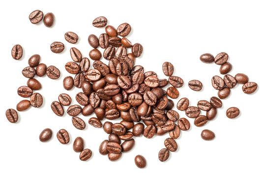 Coffee Beans On White, Top View