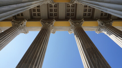 Photo of iconic Zappeion in city of Athens center on a spring morning, Attica, Greece