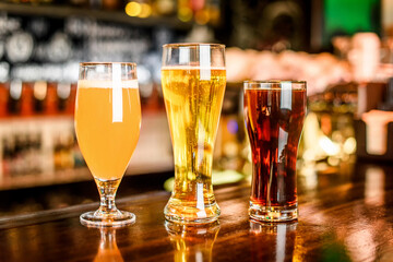 The beer assortment in pub