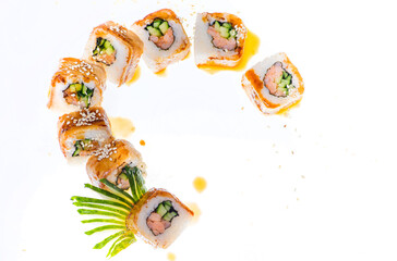 Sushi over white background