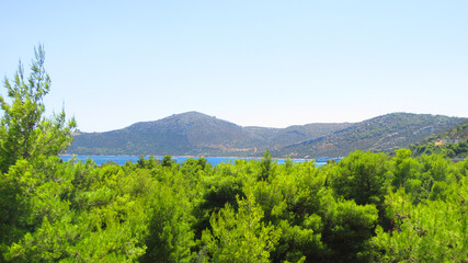 Fototapeta na wymiar Photo from Agia Marina bay on a sunny summer morning, Marathonas, Attica, Greece