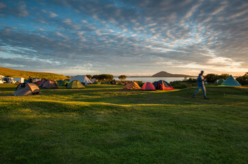 Camping at Myvatn Lake, Iceland