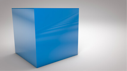 blue plastic cube isolated on white background 3d illustration