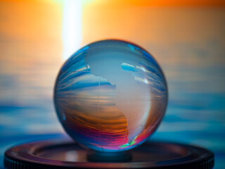 Abstract transparent world ball on colorful background