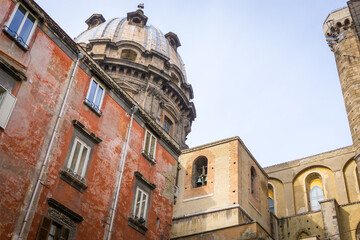 Obraz premium Street view of old town in Naples city, italy Europe