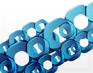 Geometric abstract background, cut chain shapes or hexagons on white