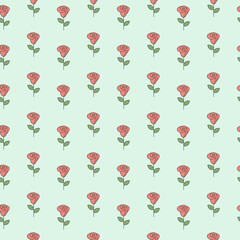 Fototapeta na wymiar Cute simple seamless pattern with line roses.