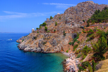 Fototapeta premium Photo from famous island of Hydra, Saronic gulf, Greece