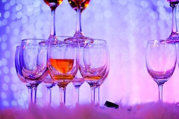 Champagne glasses in wedding ceremony