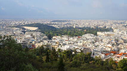 Fototapeta na wymiar Photo from Lycabettus hill with panoramic view to Athens, Attica, Greece