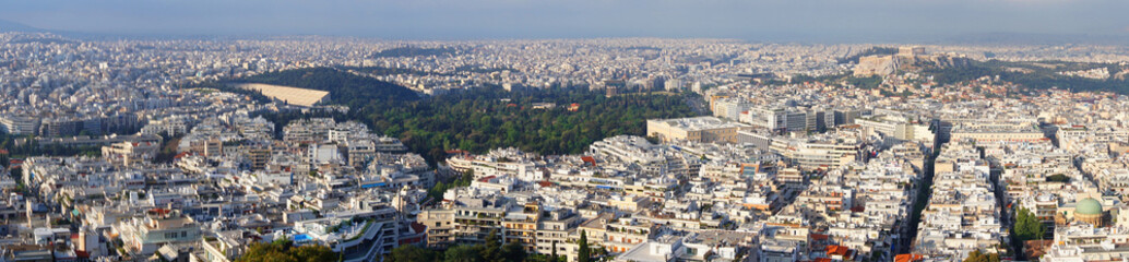 Obraz premium Photo from Lycabettus hill with panoramic view to Athens, Attica, Greece