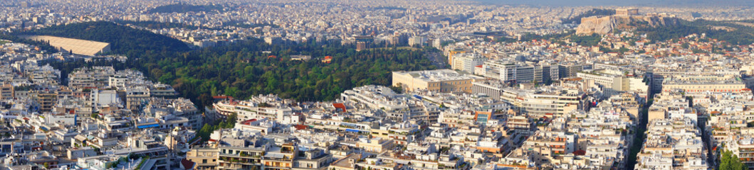 Fototapeta na wymiar Photo from Lycabettus hill with panoramic view to Athens, Attica, Greece