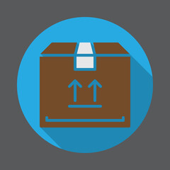 Obraz premium Parcel box flat icon. Round colorful button, circular vector sign with long shadow effect. Flat style design