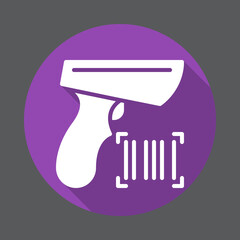 Barcode scanner flat icon. Round colorful button, circular vector sign with long shadow effect. Flat style design