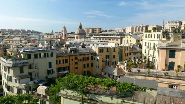 Panoramic view, seen from the Acquasola park, of Genoa, Italy.