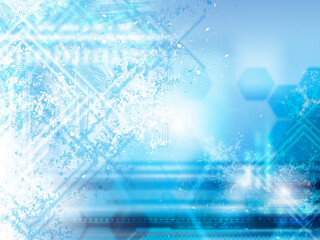 Blue abstract background blurred. Technology geometric shapes futuristic illustration.