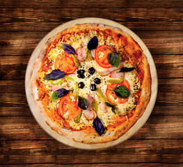 Pizza with bacon, This picture is perfect for you to design your restaurant menus. Visit my page. You will be able to find an image for every pizza sold in your cafe or restaurant.  