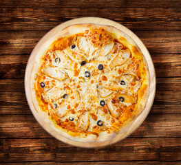 BBQ chicken pizza with olives. This picture is perfect for you to design your restaurant menus. Visit my page. You will be able to find an image for every pizza sold in your cafe or restaurant.  