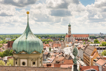 Aerial view over Augsburg - obrazy, fototapety, plakaty