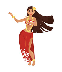 Hawaiian hula dancer young pretty woman. Vector illustration - 157556447