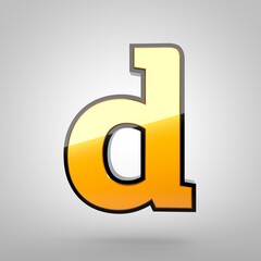 Gold letter D lowercase with black fillet