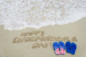 Fototapeta na wymiar Independence USA day background on the beach