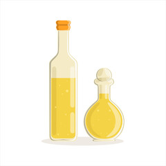 Sunflower or olive oil glass bottles vector Illustration