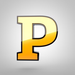 Gold letter P uppercase with black fillet
