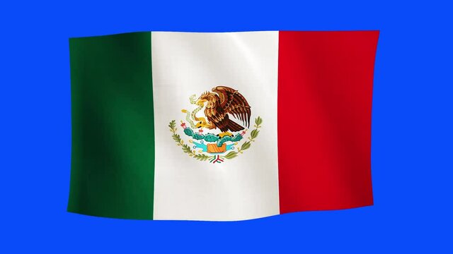 Mexico national flag isolated on Chromakey Blue Background