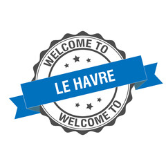 Obraz premium Welcome to Le Havre stamp illustration