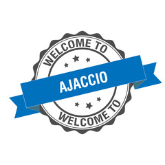 Welcome to Ajaccio stamp illustration