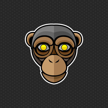 Chimpanzee logo design template ,Chimpanzee head icon Vector illustration