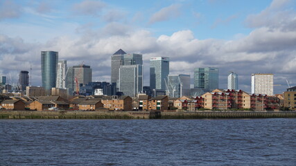 Obraz premium Photo of Canary Warf in isle of dogs as seen from Greenwich, London, United Kingdom