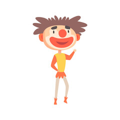 Funny clown in an old costume with painted face colorful cartoon character vector Illustration