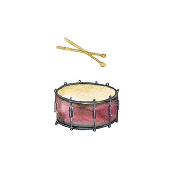watercolor drawing drum