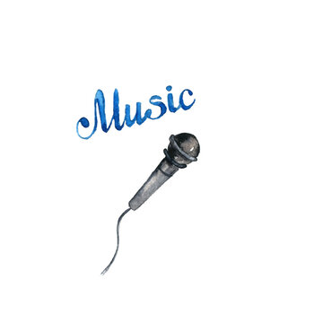 watercolor drawing microphone