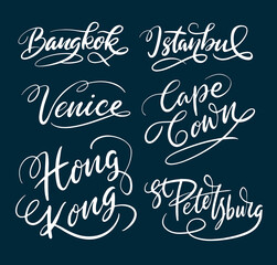 Bangkok and Hong Kong city hand written typography. Good use for logotype, symbol, cover label, product, brand, poster title or any graphic design you want. Easy to use or change color
 