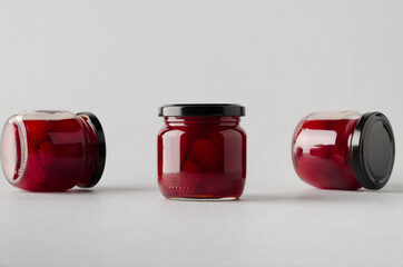 Strawberry Preserves Jar Mock-Up - Three Jars