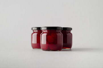 Strawberry Preserves Jar Mock-Up - Three Jars