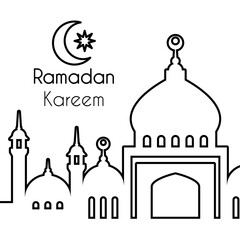 Abstract Vector Background with Linear Silhouette of Mosque