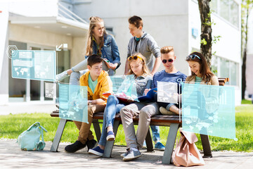 group of students with notebooks at school yard